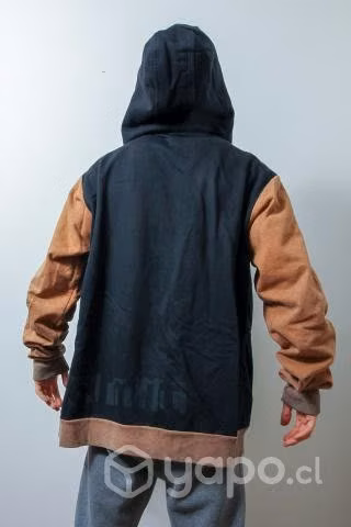 Polerón negro / naranja con cierre y gorro - Imagen 2