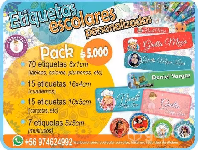 Etiquetas escolares personalizadas!!!