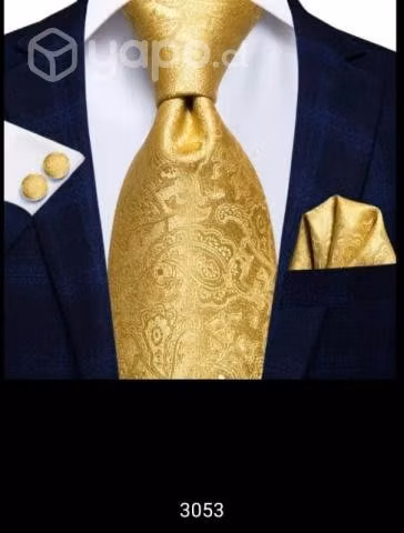 Set de seda: corbata, pañuelo y colleras/yuntas