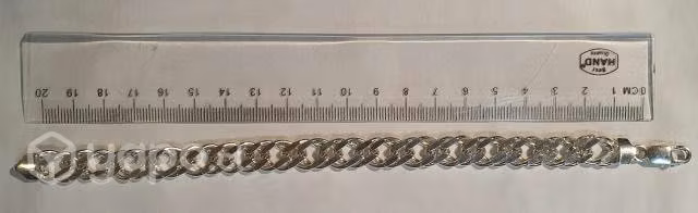 Pulsera Plata Fina Italiana, ley 925 Doble Grumet