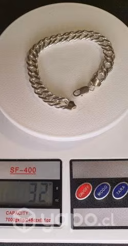 Pulsera Plata Fina Italiana, ley 925 Doble Grumet