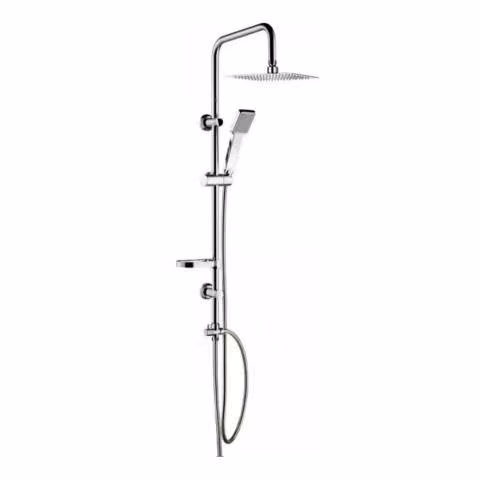Ducha Columna Con Llave De Paso Cuadrada Acero