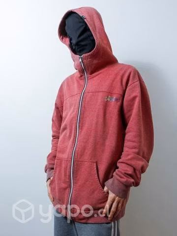 Polerón L rojo con cierre y gorro