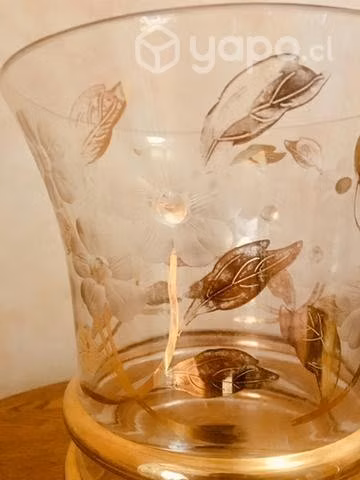 Florero cristal francés y oro hecho a mano (~1930) - Imagen 4