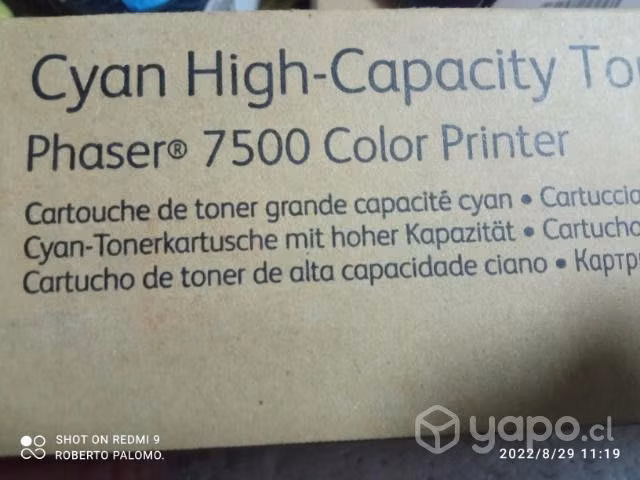 Toner phaser xerox 7500 cyan original de alta