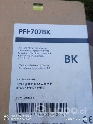 Tinta canon pfi 707bk black original de 700ml