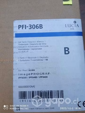 Tinta canon pfi 306b original de 330ml