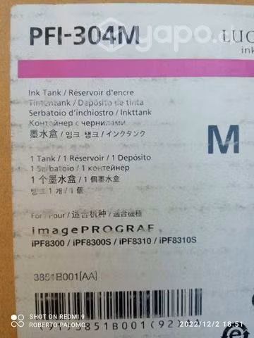 Tinta canon pfi 304m magenta original de 330ml