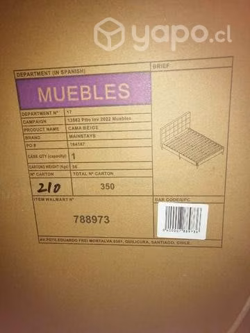 Cama de dos plazas nueva en su casa sin colchón
