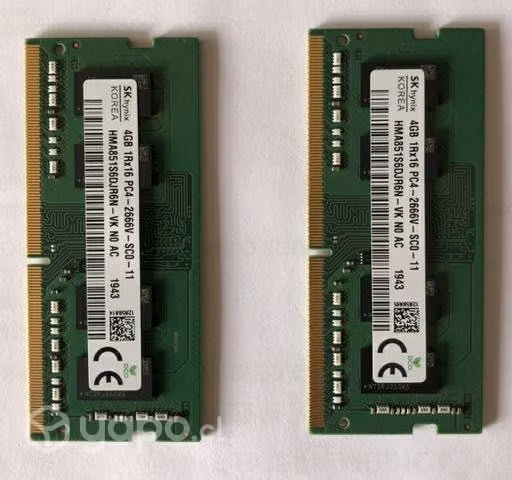 2 Memorias RAM 4GB SK hynix DDR4 SODIMM 2666MHz