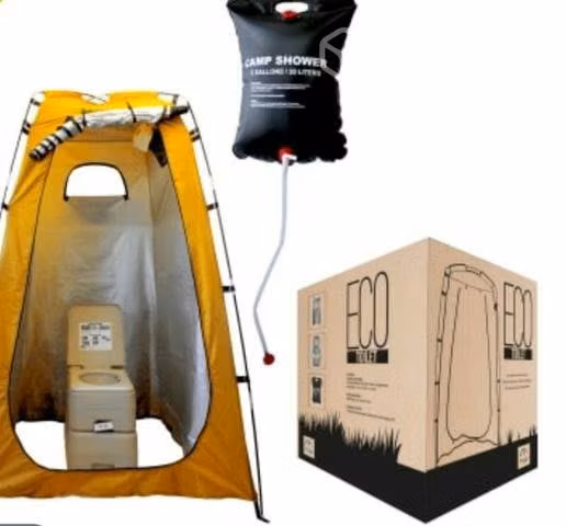 Caseta, baño químico ducha solar 20 litros