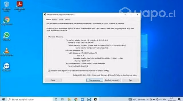 Notebook Hp250 G7, Intel Core I3, Ram4 Gb, 1 Tb