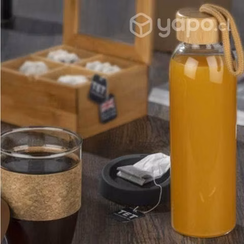 Botella Vidrio Con Tapa Bambú 500 ML - Imagen 4