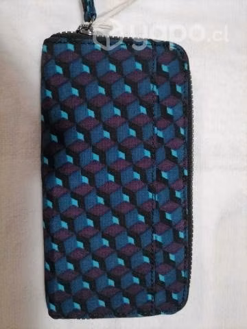 Billetera kipling rectangular escoses 3d azul - Imagen 3