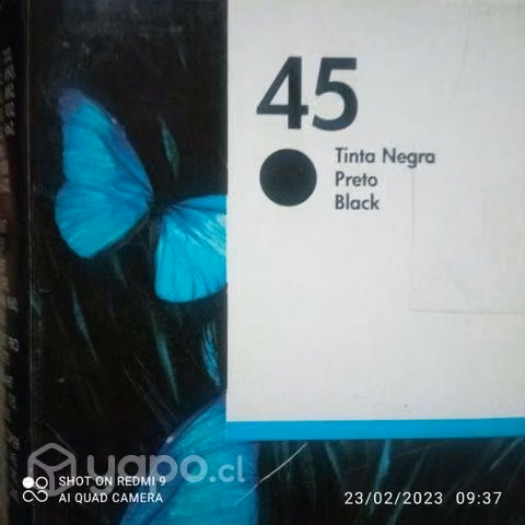 Tinta hp 45 black original de alta