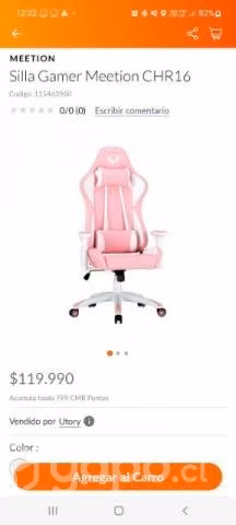 Silla gamer rosada