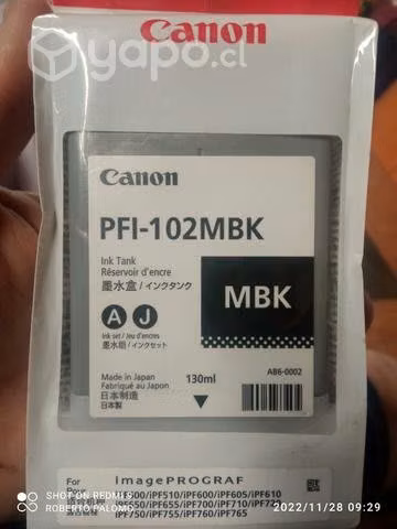 Tinta canon pfi 102mbk black original de 130ml