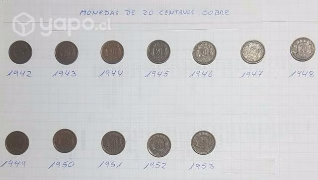 Colección monedas 20 centavos