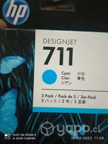Packs de 3 tintas HP 711 cyan original