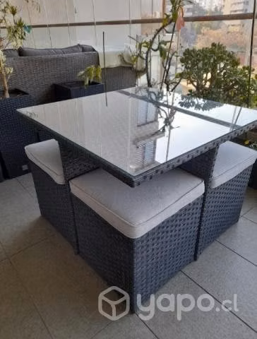 Juego terraza simil ratan como nuevo