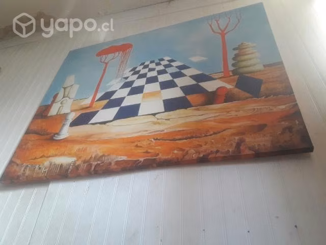 Cuadro de ajedrez oleo sobre tela - Imagen 2