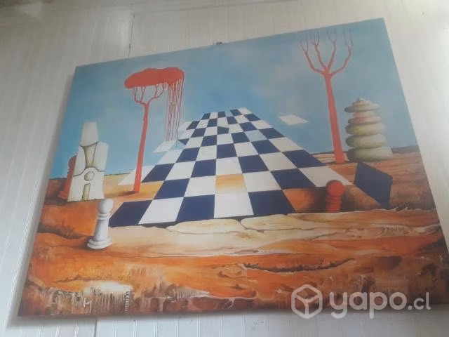 Cuadro de ajedrez oleo sobre tela - Imagen 5