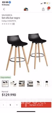 Silla bar negro set 2 uniDAES