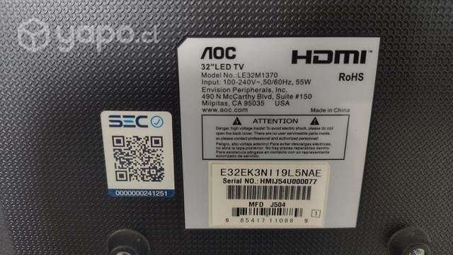 TV AOC 32 con base y control. No es Smart - Imagen 3