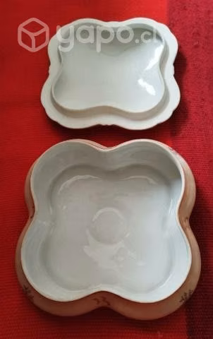Porcelana Limoges gran joyero 17 x 17 cm