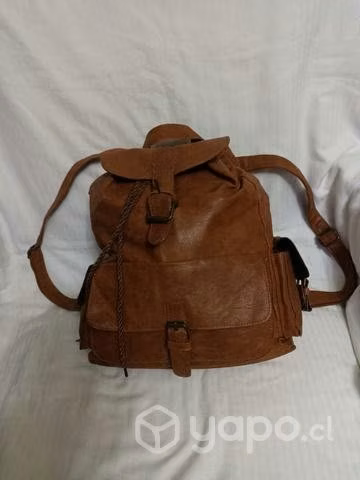 Mochila café grande eco-cuero - Imagen 3