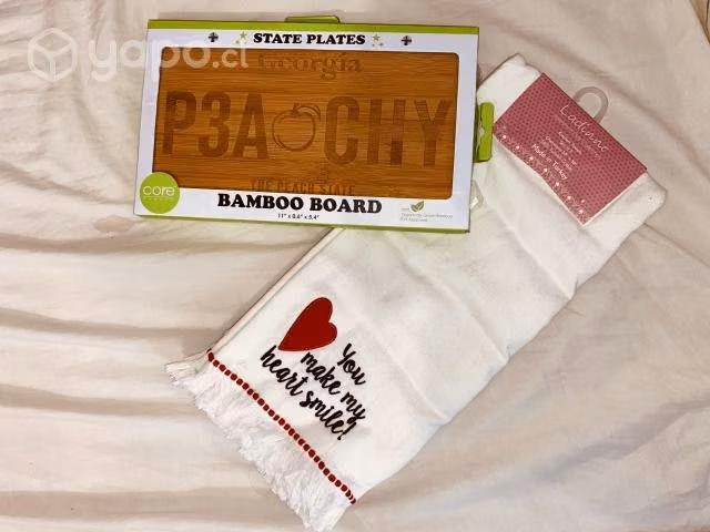Pack cocina.bamboo board+2 paños. deco hogar