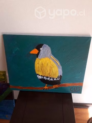 Cuadro pájaro gris con negro