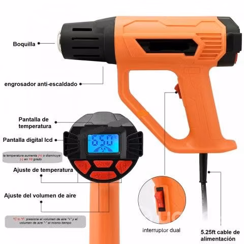 Pistola de aire caliente eléctrica con pantalla Lc - Imagen 2