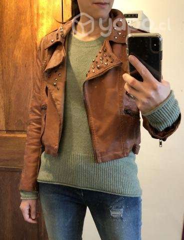 Campera eco cuero beige medium - Imagen 4