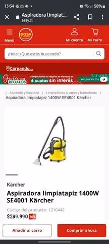 Aspiradora lava tapiz y alfombras