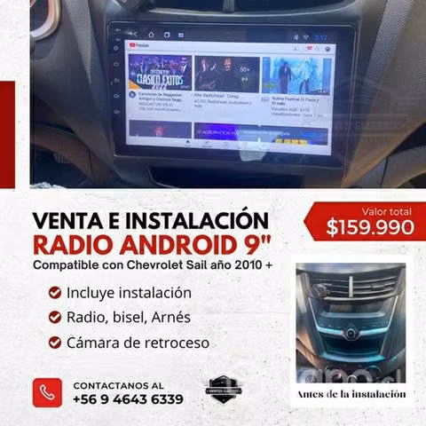 Radio con instalación Chevrolet Sail