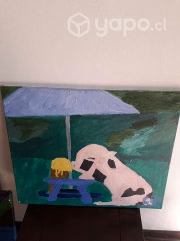 Pintura chanchito comiendo helado - Imagen 2