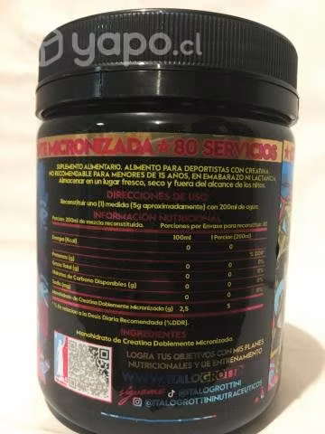 Italo Grottini Creatina Micronizada 400 gramos - Imagen 2