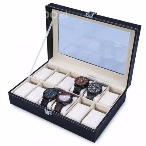 Organizador elejante de 12 relojes de ecocuero