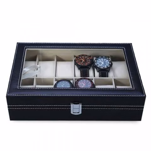 Organizador elejante de 12 relojes de ecocuero