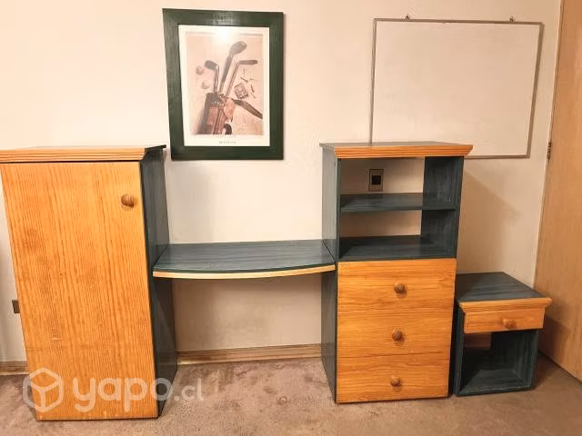 Juego dormitorio 2 camas + velador + armario + esc