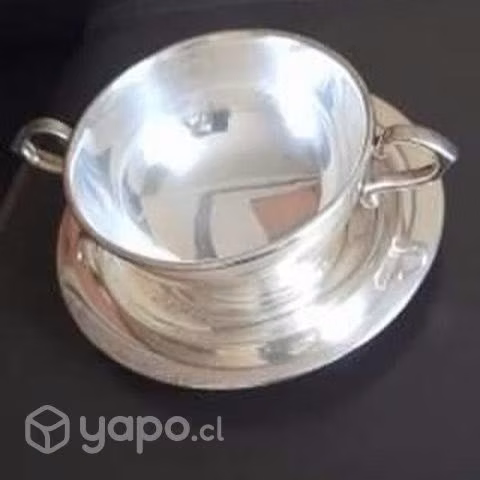 12 consomeras de plaqué con su plato - Imagen 3