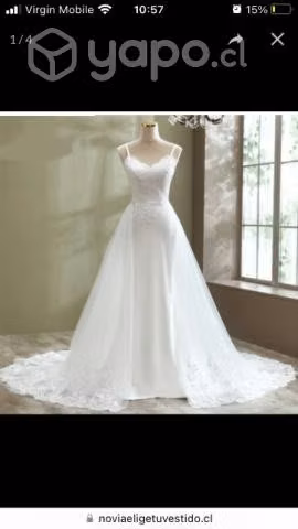 Vestido de novia con cola desmontable