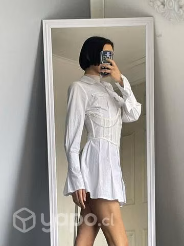 Vestido blanco tableado F21