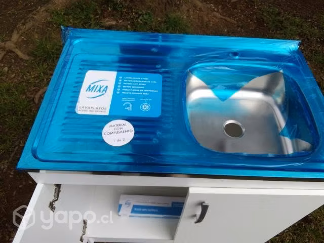 Mueble lavaplatos con cubierta de acero inox