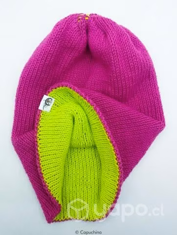 Gorro beanie, bicolor, reversible, hecho a mano