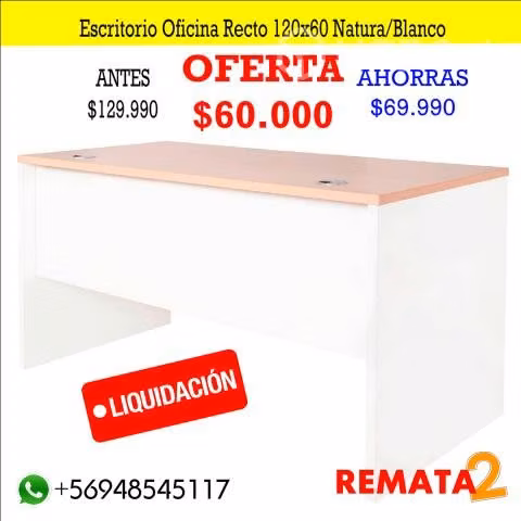 Escritorio Oficina Recto 120x60 Natura-Blanco
