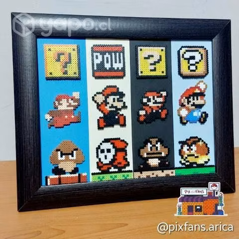 Cuadro pixelado Mario Bros. 8-16 bits