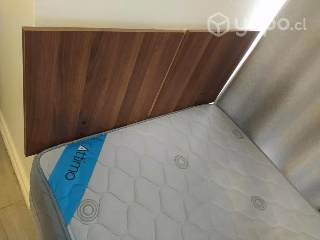 Cama Box Americano 1.5 Plazas + Colchón Y Velador - Imagen 3