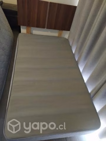 Cama Box Americano 1.5 Plazas + Colchón Y Velador - Imagen 4